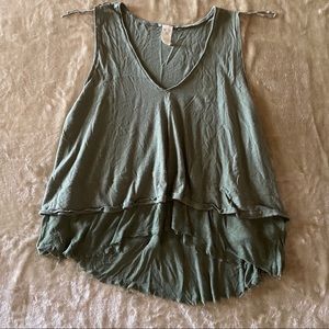 Free people green raw hem tank